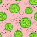 Lime Pattern Citrus Fruit Vector Illustration Green Line Royalty Free Stock Photo